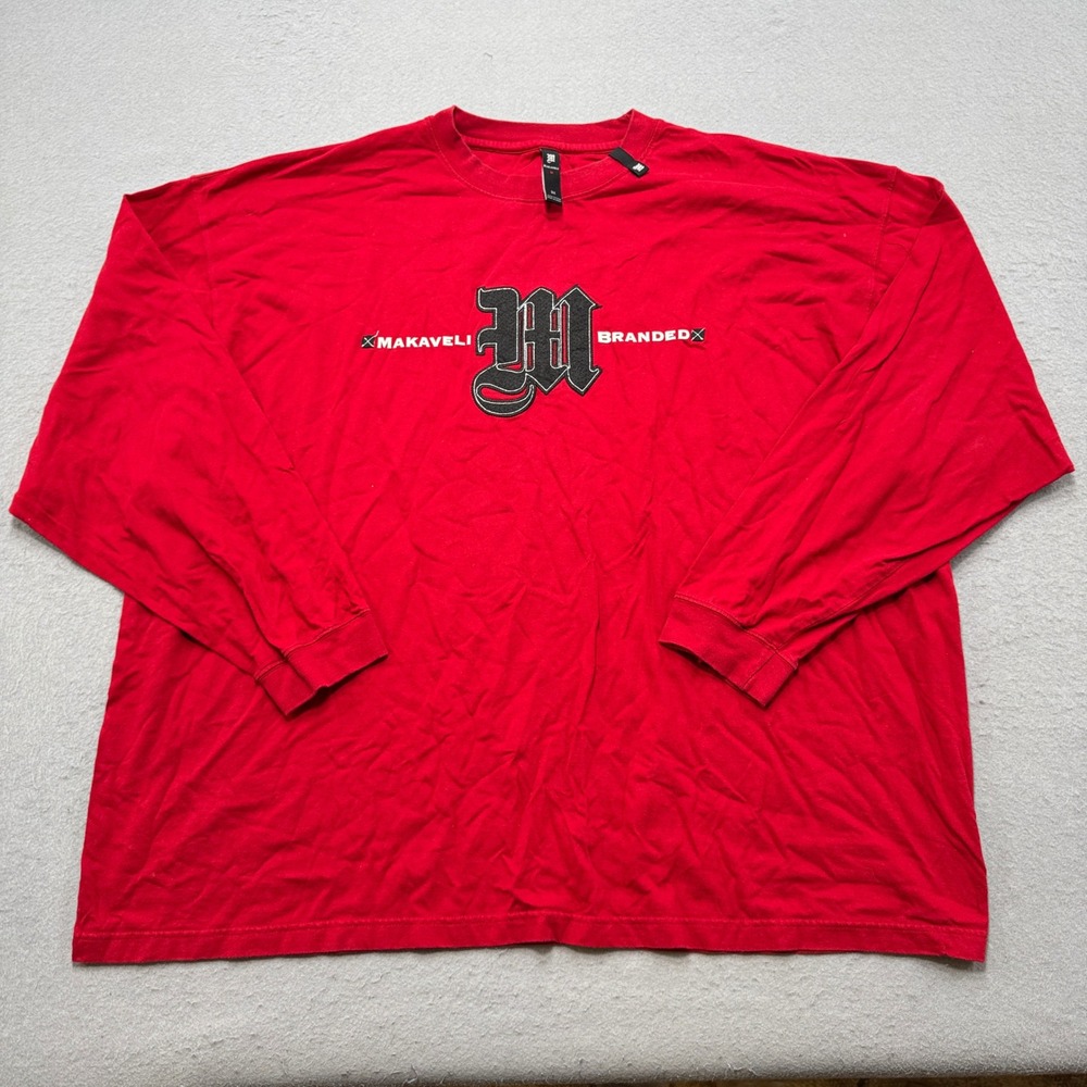 NEW Makaveli Branded Shirt Mens 3X Red Cotton Long Sleeve Hip Hop Streetwear